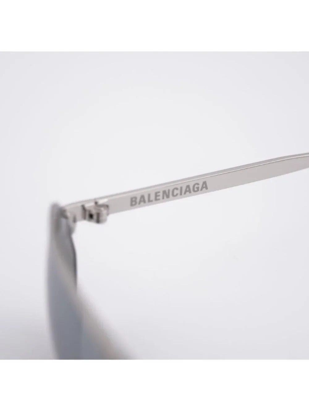 Balenciaga BB0010S 005 Unisex Sunglasses Silver Oval Frame, Silver Lenses